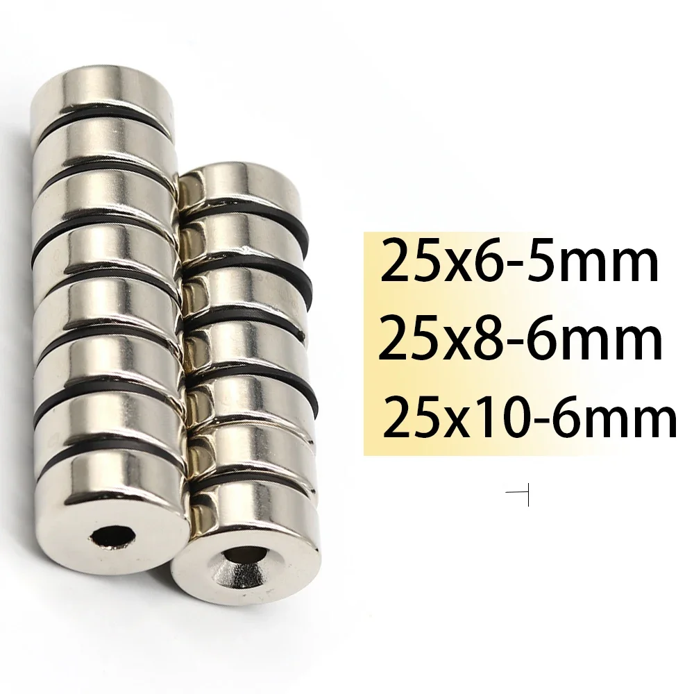 

N35 25x6-5 25x8-6 25x10-6 Countersink NdFeB D25 with Hole 5mm Neodymium Magnet Super Powerful Round Disc Magnetic Ring Motor