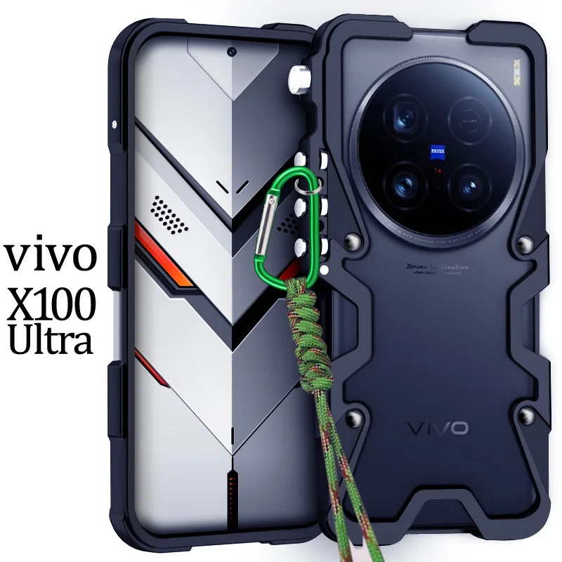 Luxury aluminum alloy hollow heat dissipation Back Cover For vivo X100s X100 X90 X80 Pro X100 Ultra Military shockproof Case