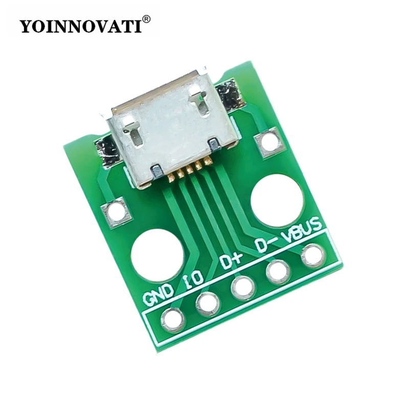 10pcs MICRO USB to DIP Adapter 5pin Female Connector B Type PCB Converter Pinboard 2.54 Breadboard Switch Board SMT Mother Seat