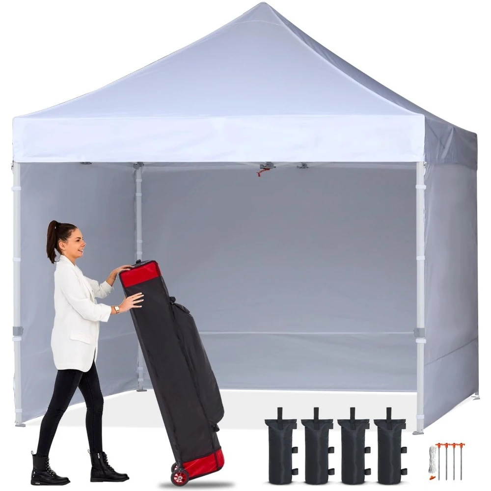 

Easy Pop Up Canopy Tent with Sidewalls 10x10 Commercial -Series, White, Customized