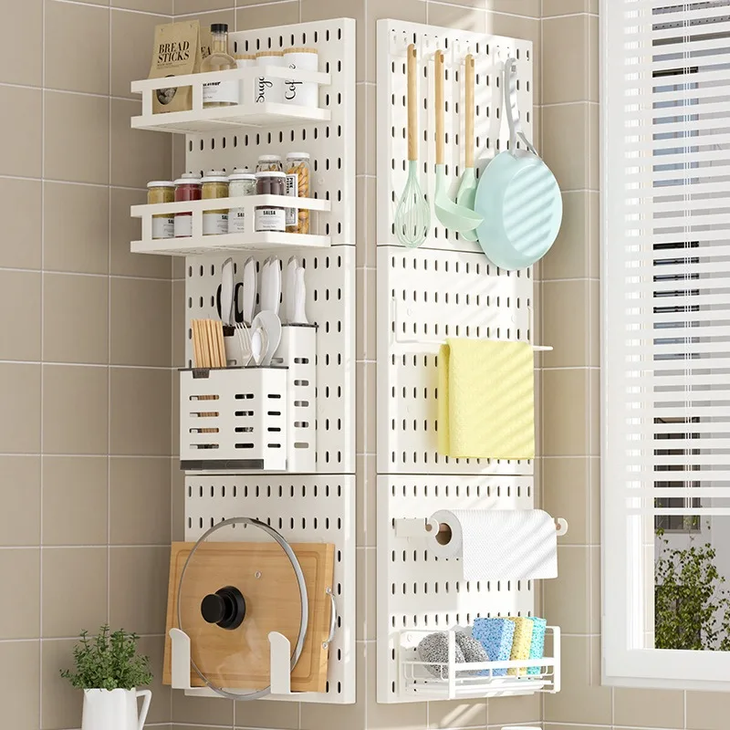 No punching hole board Multifunctional wall storage rack Kitchen seasoning rack Wall hanging knife holder Desktop corner