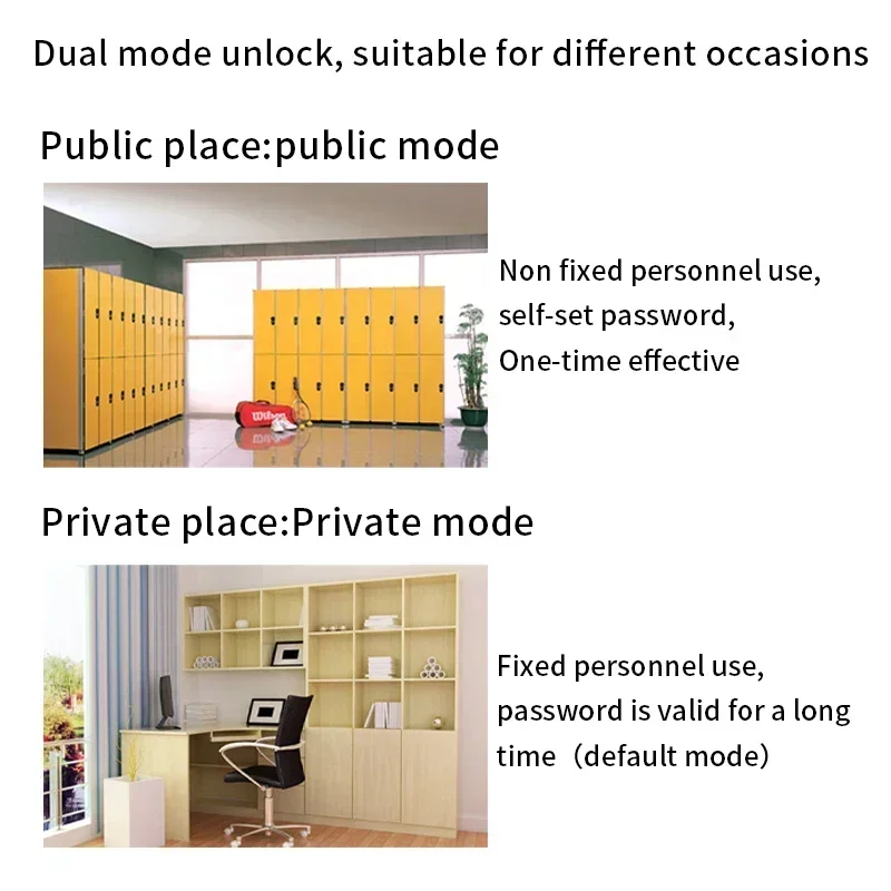 Electronic smart locks are suitable for bathroom lockers, wardrobes, club cabinet doors, kitchen cabinets and shoe cabinet locks