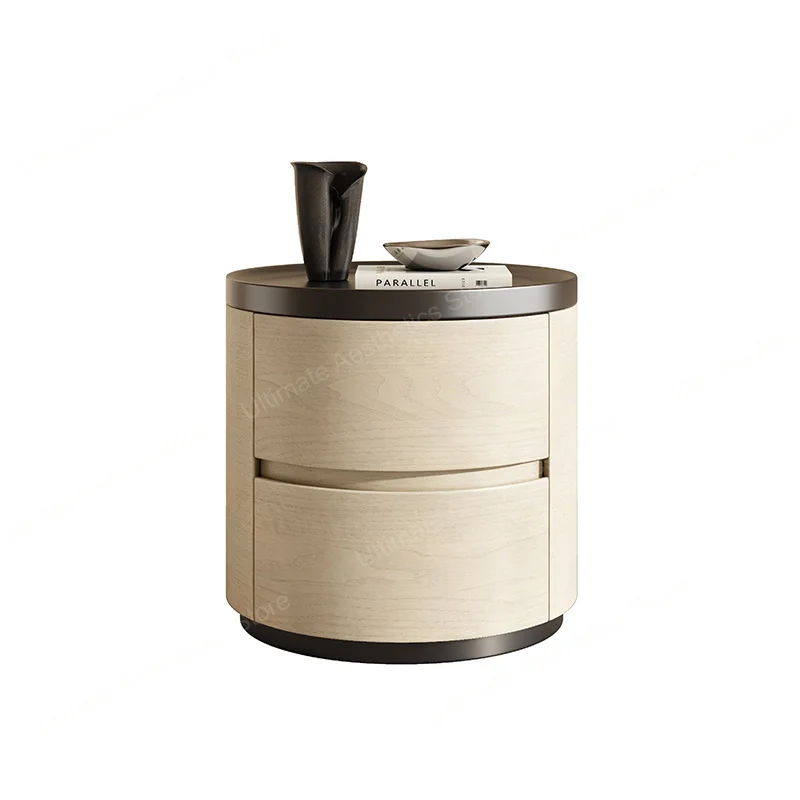 With Drawers Storage Bedside Table Italian Aesthetic Round Creative Night Table Light Luxury Mesa De Noche Bedroom Furniture