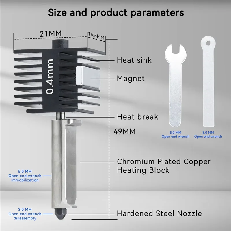 HJ-For Bambu Lab A1 Hotend Kit استبدال فوهة Bambulab A1 Hotend A1 فوهة صغيرة نهاية ساخنة الجمعية رأس الطباعة تصلب