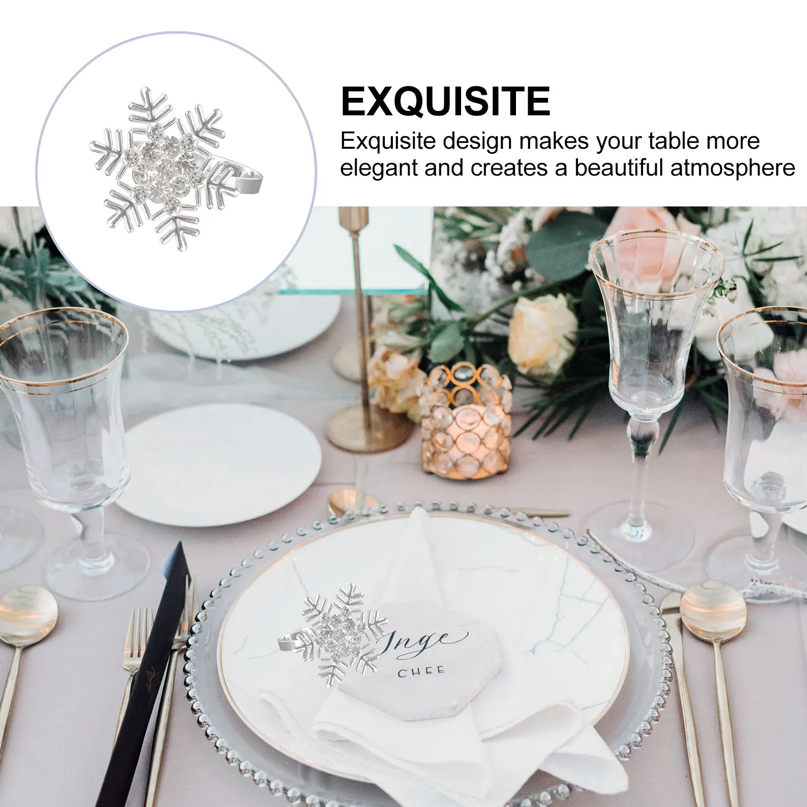 

Napkin Button Ring Snowflake Buckles Christmas Serviette Rings Holders Decoration