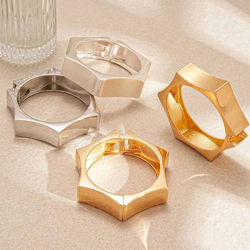 سبيكة معدنية واسعة مفتوحة الإسورة ماتي/لامعة مسدس الكفة أساور الأقلية تصميم مجوهرات اكسسوارات مبالغ فيها سوار الفتيات #4