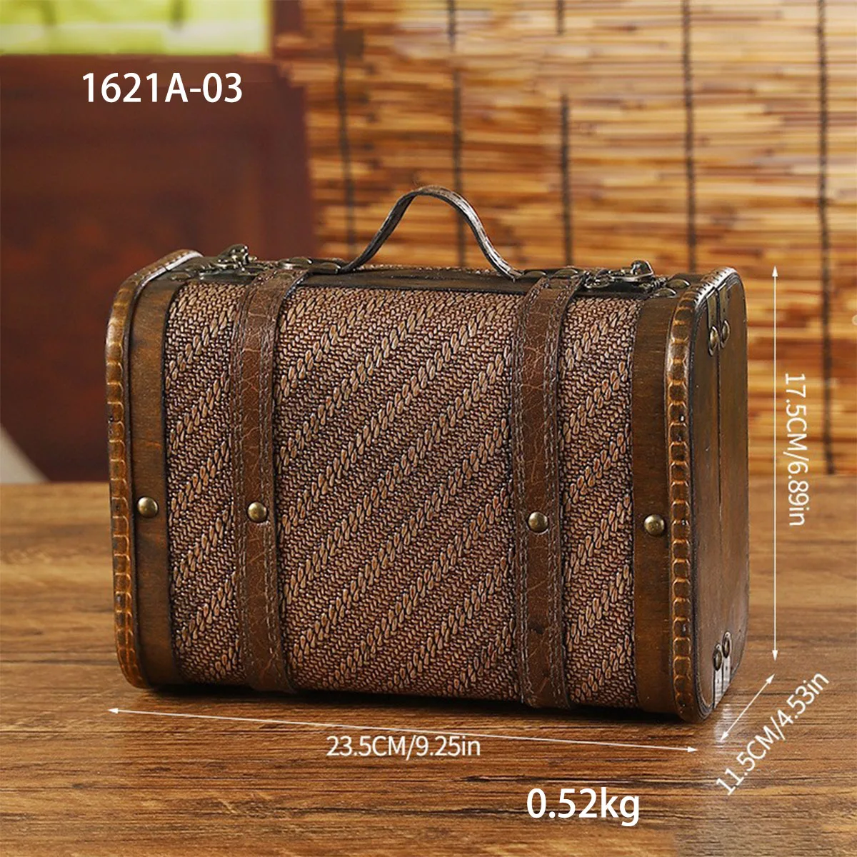 

Vintage Wooden Decorative Storage Box, Rustic Decoration Wood Suitcase Jewelry Chest Luggage Box for Home Souvenir Collectibles