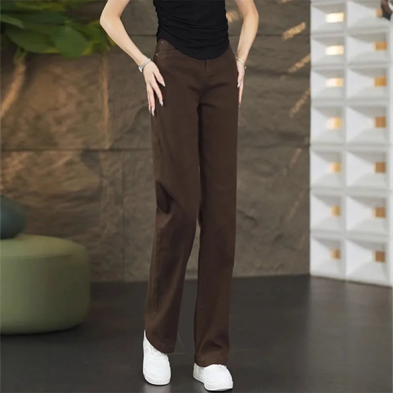 

Fashion Autumn Soft Jeans for Women High Waist Fashion Versatile Commuting Retro Casual Slim Straight Pants