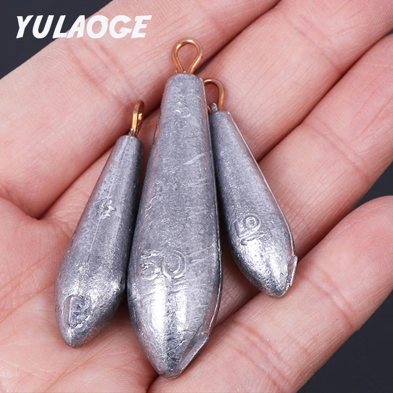 5PCS Leaded head Lead sinkers fishing water drop pendant Willow Leaf Ring Pendant Lead sinkers Sinkers for fishing