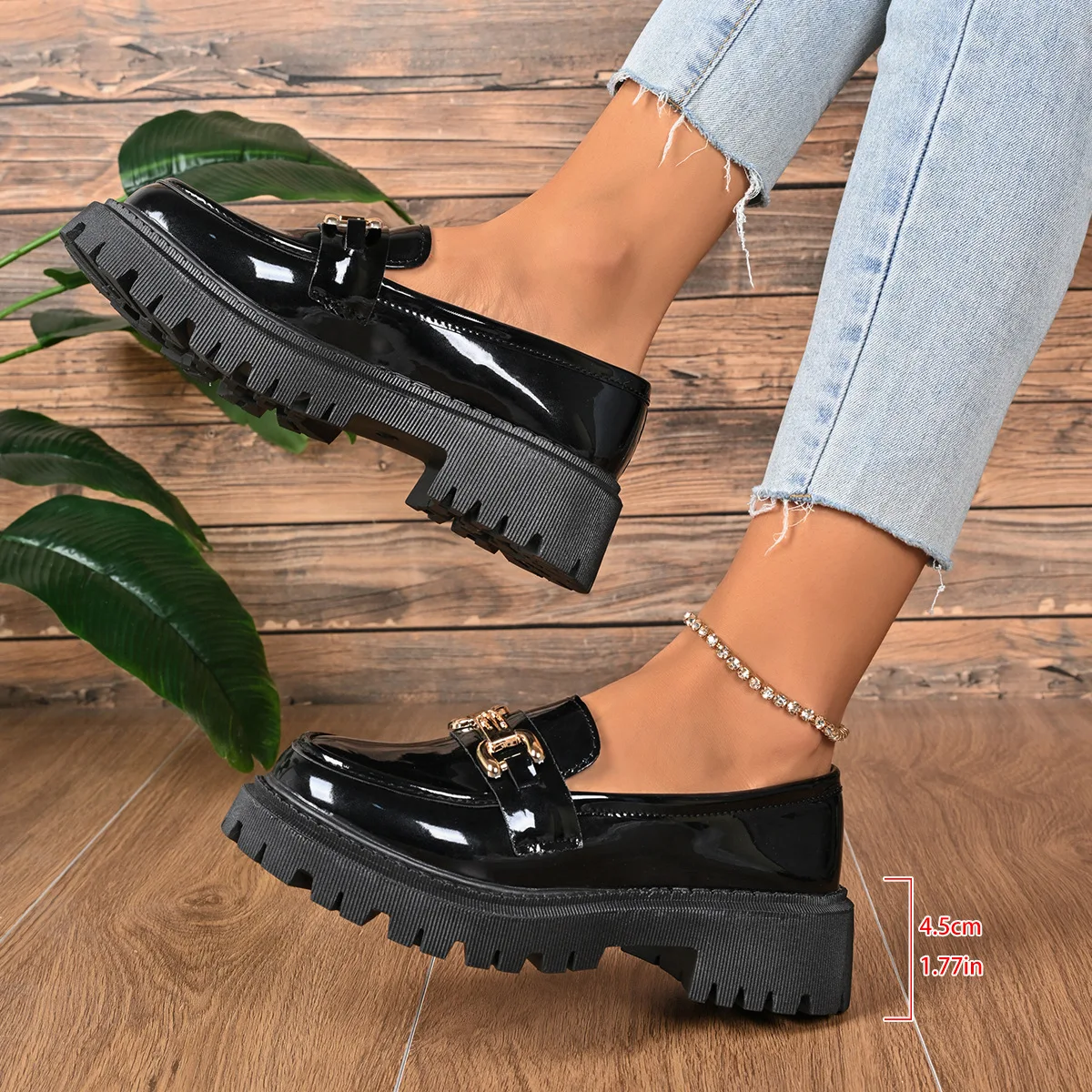 Sepatu loafers wanita model rendah, gaya Inggris terbaru musim gugur, ukuran besar, retro, sol tebal