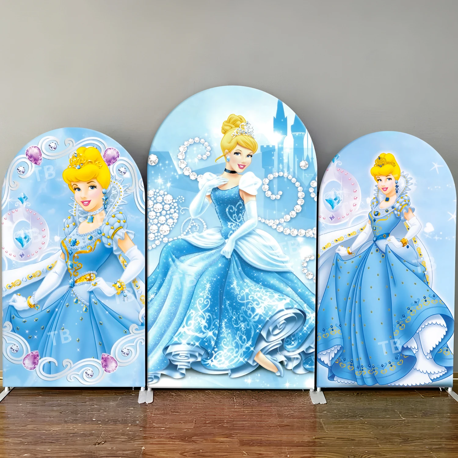 

Cinderella Arch Backdrop Cover Blue Disney Princess Girls Birthday Baby Shower Party Decor Chiara Wall Photography Background