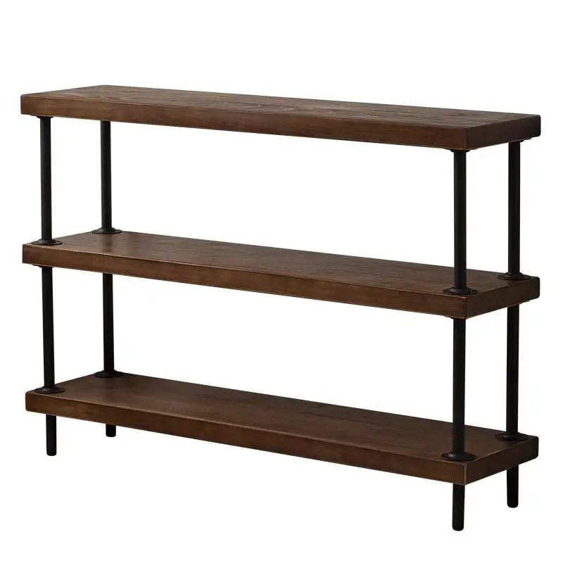 Solid wood shelf Bookshelf baffle rack Multi-layer floor storage rack Water pipe display shelf