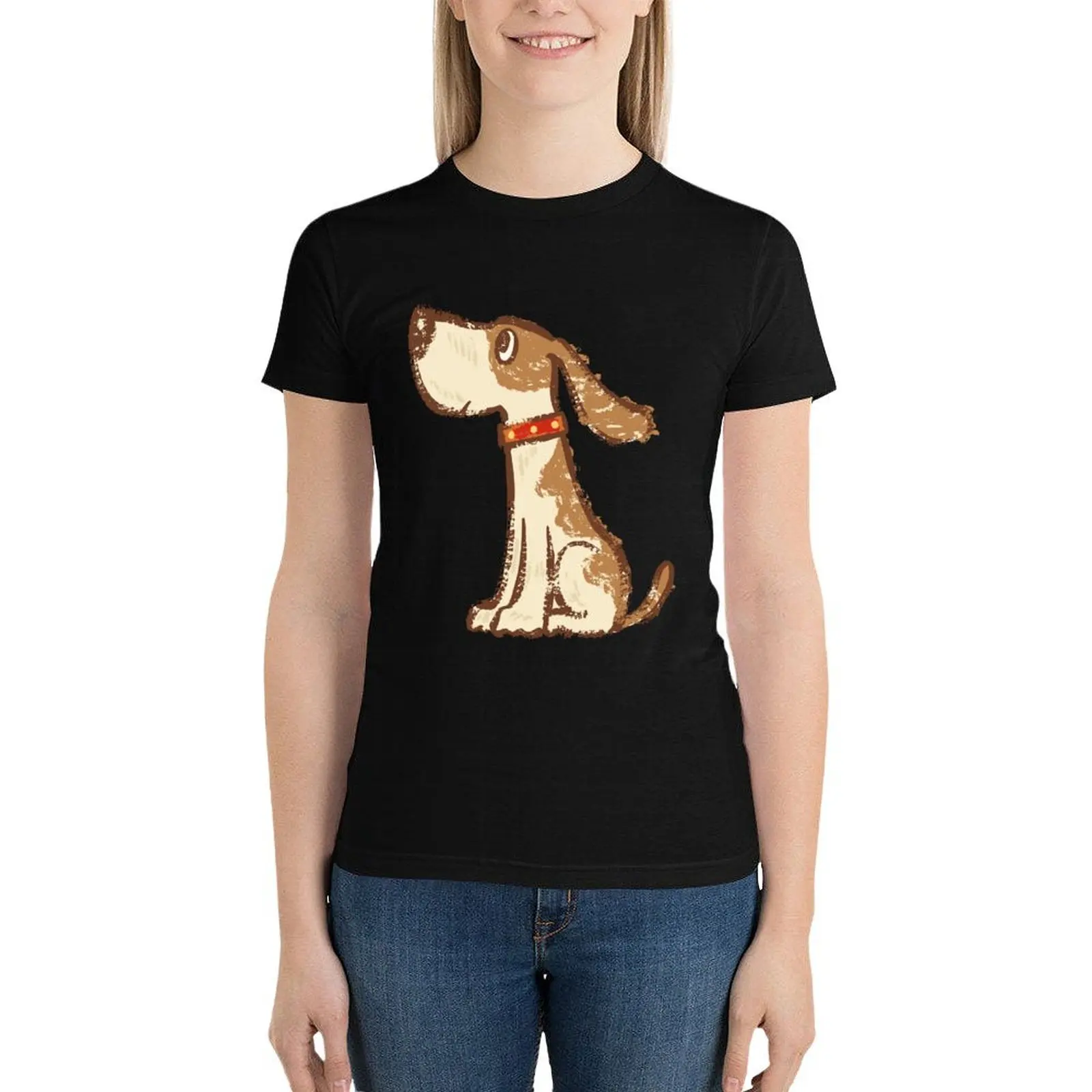 Hound sitting T-Shirt cute clothes summer tops vintage clothes hippie clothes t shirts for Womens