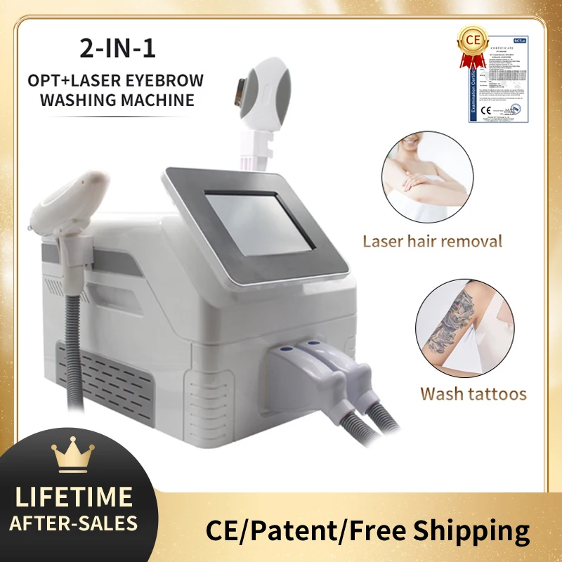 OPT Two In One IPL Hair Removal Machine ND Yag 1064nm 532nm Laser Tattoo Freckle Wrinkle Removal Professional Beauty Device Lase