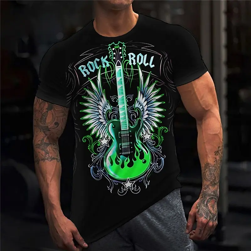 

Camiseta estampada de manga corta con cuello redondo para hombre de verano