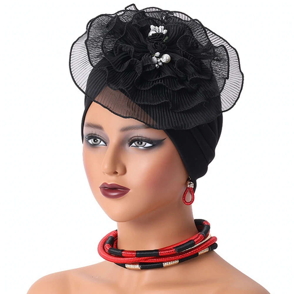 

Ready African Auto Gele Headtie Women's Turban Cap Nigeria Wedding Geles Muslim Head Wraps Bonnet Turbante Mujer 2024 New