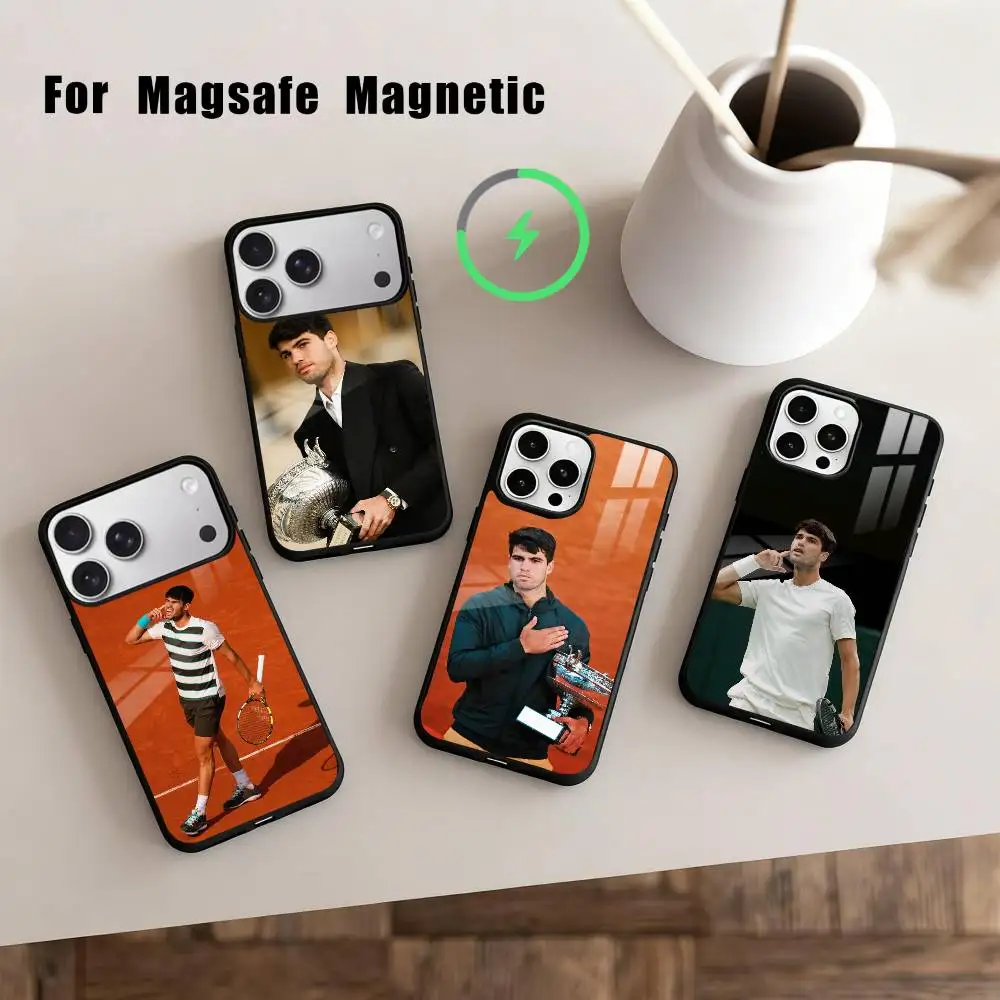 

Tennis C-Carlos Alcaraz G-Garfia Phone Case For iPhone17,16,15,14,13,12,11 Plus,For Magnetic Wireless Charge Cover