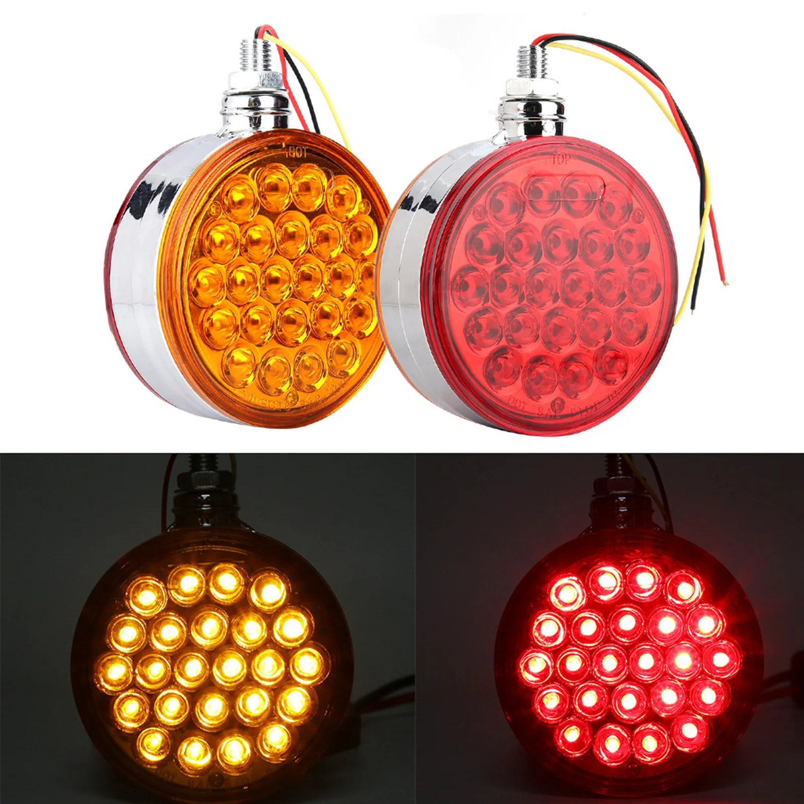 LED Marker Light 48LED Double Face Single Stud Mount Side Marker Reflective Sealed Light Side Marker Brake Light