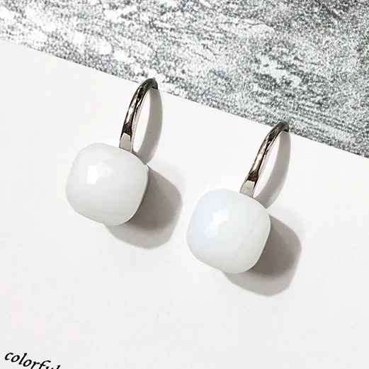 100% 925 Sterling Zilver Snoep Stijl 21 Kleuren Blauw Wit Rood Groen Geel Crystal Drop Earring Voor Vrouwen Fijne Sieraden