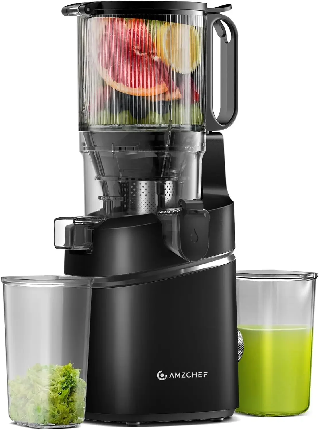 Self-Feeding Masticating Juicer Fit Whole Fruits & Vegetables, Cold Press Electric Juicer Machines with High Juice Yield, Easy C