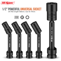 Hi-Spec Universal Joint Impact Swivel Socket Set - 1/2-Inch Drive, Heat-Treated Cr-Mo Steel (Chromoly) for Automotive Use