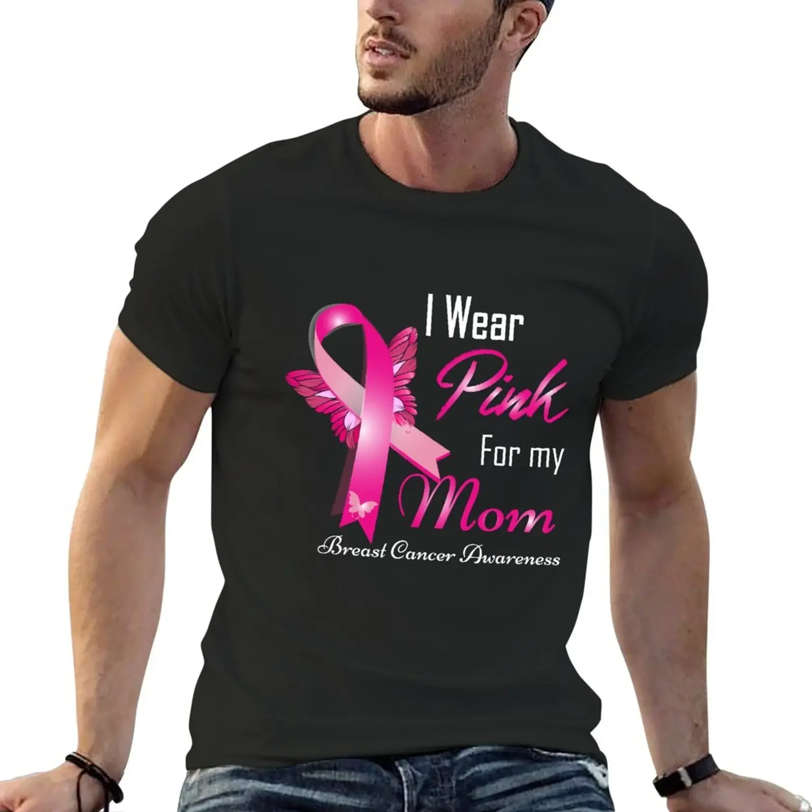 

I Wear Pink For My Mom Breast Cancer Awareness T-Shirt plus size tops shirts graphic tees plus size clothes funny t shirts men