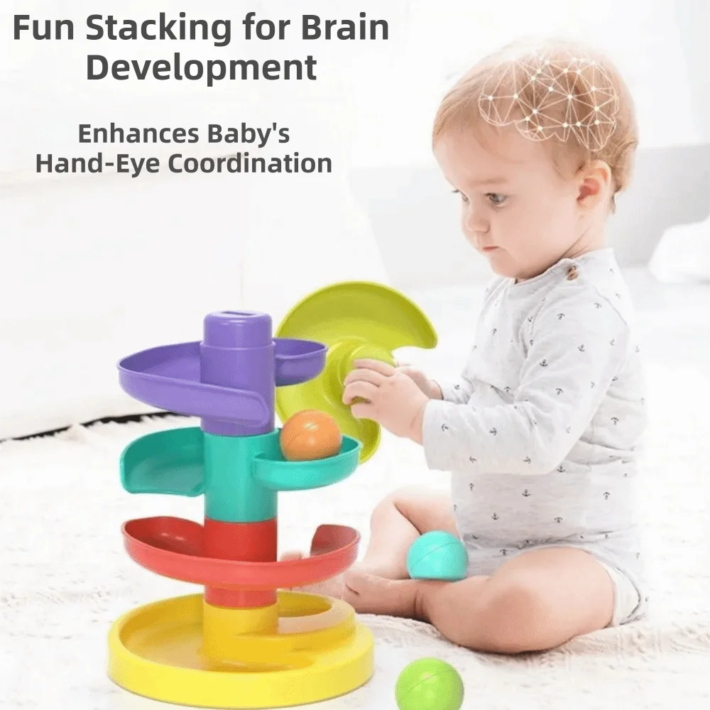 Boule coulissante Montessori, jouets à empiler, piste roulante, tour à boules roulantes, jeux éducatifs pour enfants, apprentissage des bébés