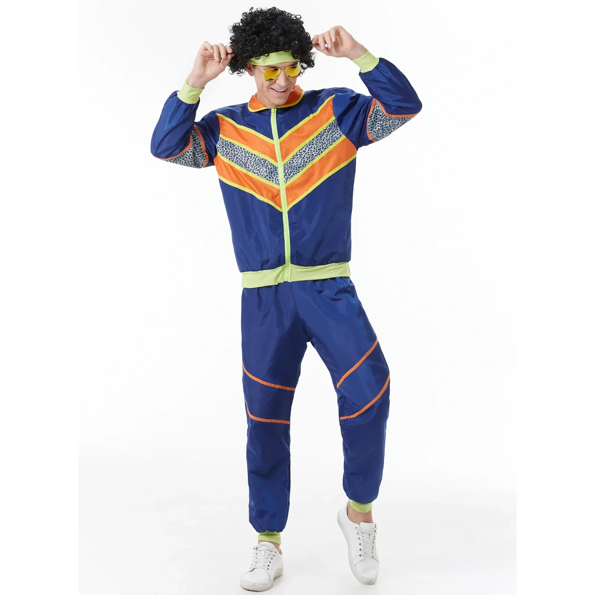 Women Ladies Men 80s Height Of Fashion Tracksuit 1980s Party Retro Disco Neon Costume