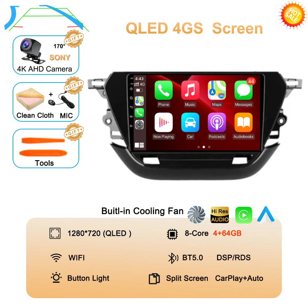 Android 16 autoradio voor Opel Corsa F 2019-2023 touchscreen, autoradio, videospeler, navigatie, GPS, multimedia, BT, Carplay
