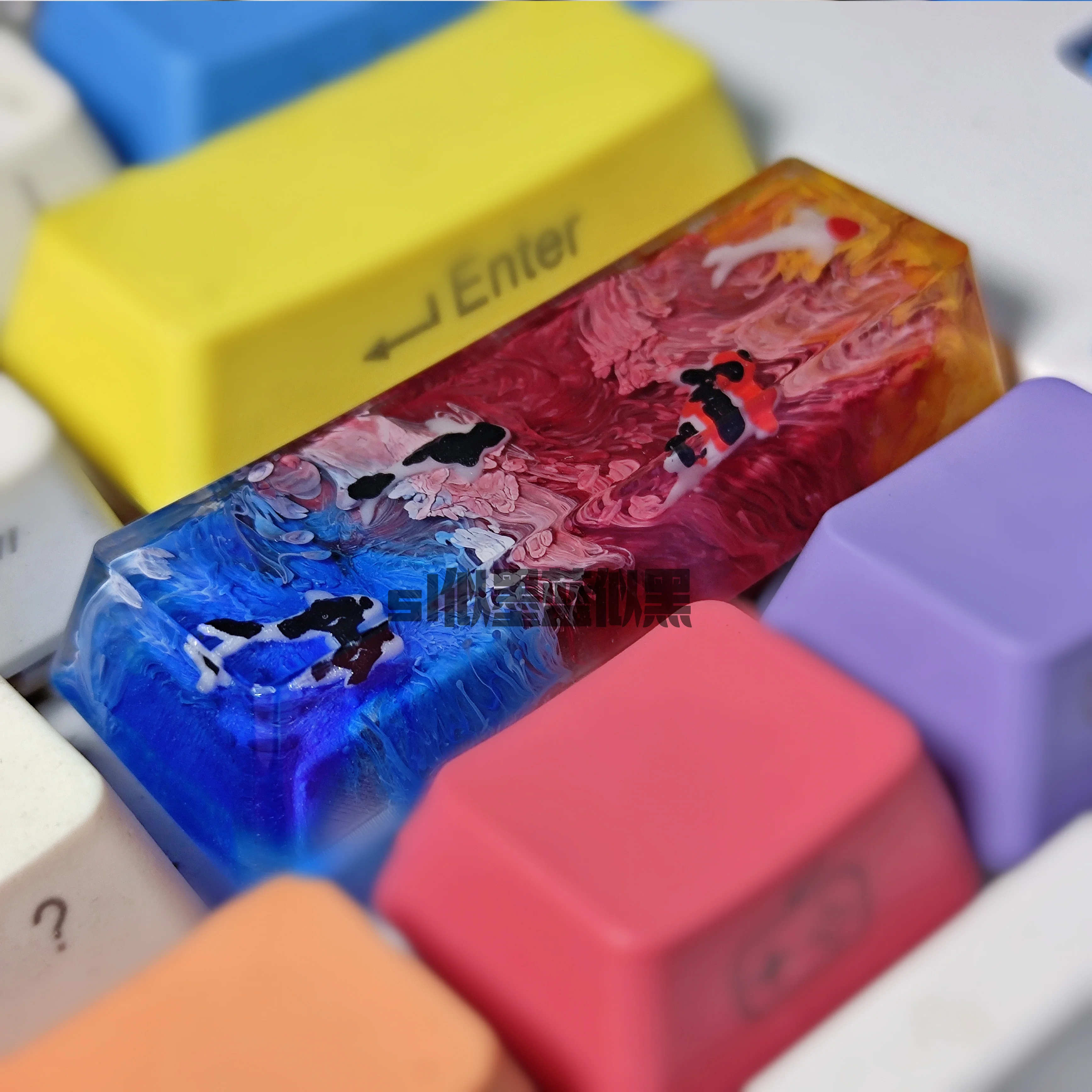 2.75u Shift Keycaps OEM Profile Artisan Resin Keycaps For Mechanical Backlit Keyboard GK64 Custom Switch RGB Keys DIY PC Gamer