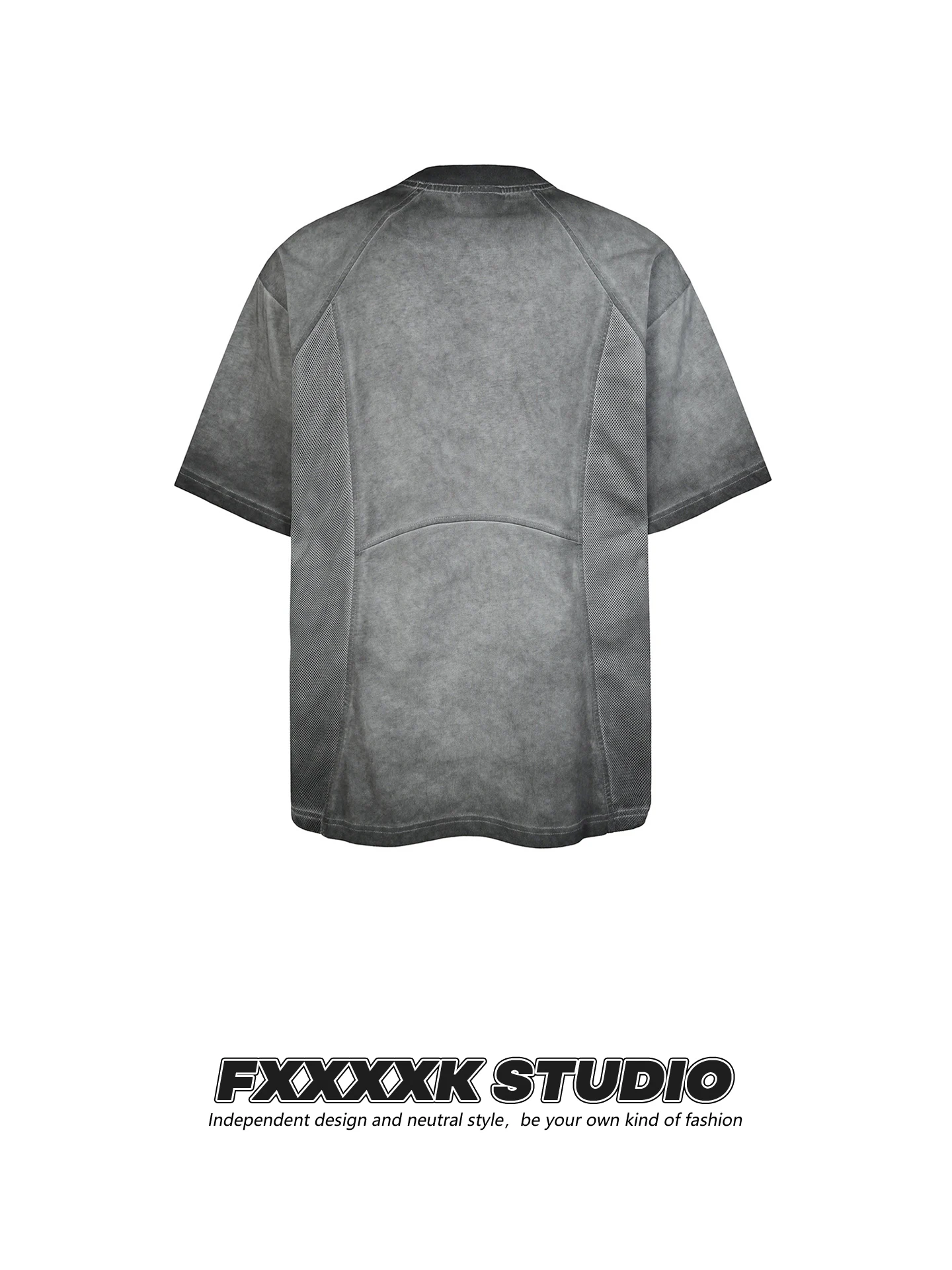 

FXK Original Retro American Trendy Brand Waed Heavy Du Patchwork Deconstructed Oversize Aby Sle ort Sve T-irt