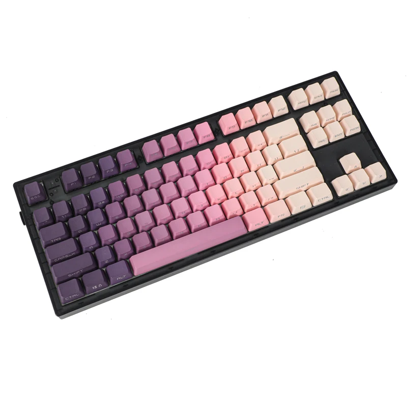 140 Keys Eye Shadow Gradient Keycaps for Mechanical Keyboard OEM PBT Double Shot Pink Purple Backlight Side Print AULA F75 GK61