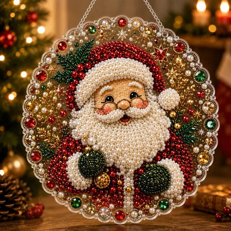 3D Christmas Pearl Painting Set DIY Beginner Embroidery Painting with Wooden Printed Border Festival Art Wall Decoration 2026