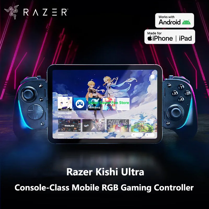 New Razer Kishi Ultra Console-Class Mobile RGB Gaming Controller With Haptics Full-Sized Form Factor For Phones and iPad Mini 6