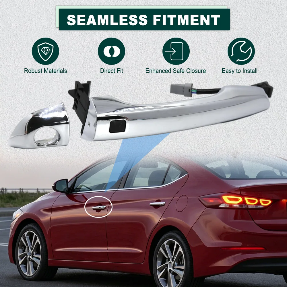

Chrome /Black Exterior Door Handle Keyless for Hyundai Elantra with smart key handles 2017 2018 2019 2020 Front Left/Right