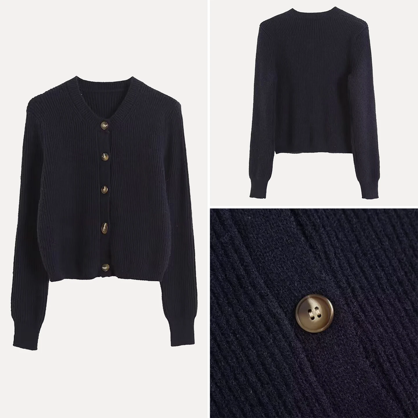 

Casual Sle Button up Sweater Versatile k Blue Autumn 2025 Women's Faionable Knitted Long Sve Cardigan Z Brand