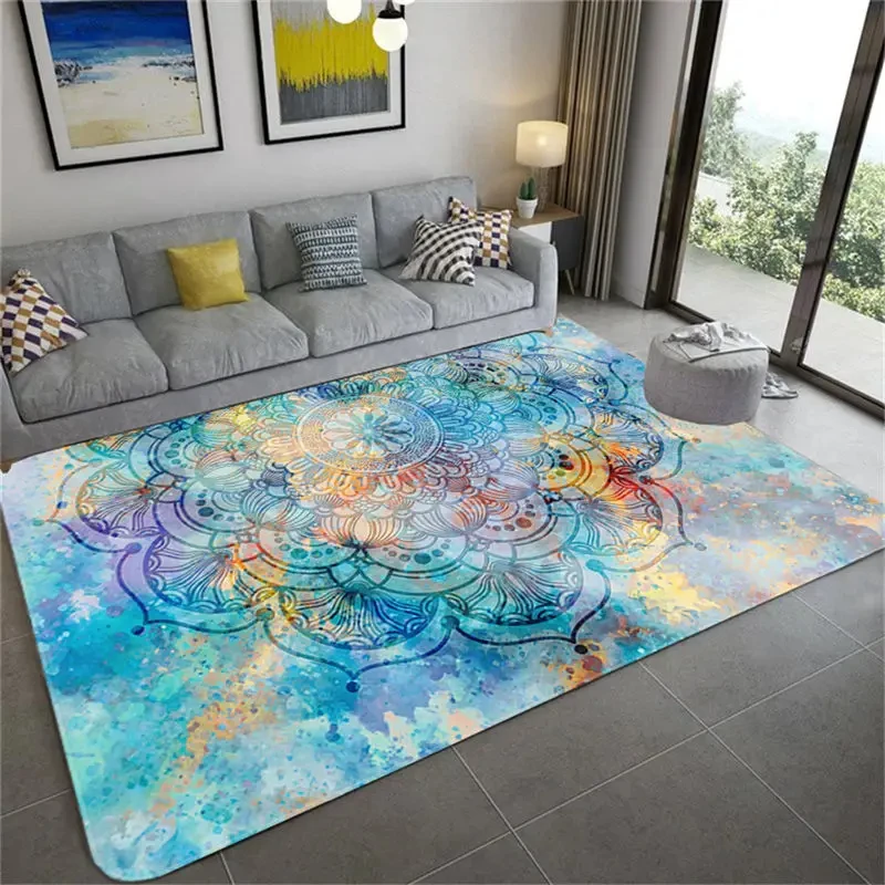 Colorful Star Sky Mandala Carpet for Living Room Gorgeous Floor Mat Girl Rug Floral Bathroom Area Rug Hallway Bedroom Decoration