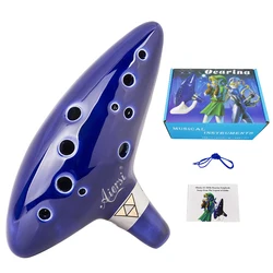 12 Hole Blue Ocarina Ceramic Alto C Legend of Ocarina Flute Music Instrument with Song Book