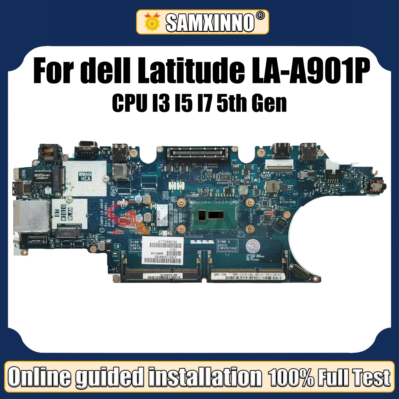 LT portatil LA-A901P mainboard para Dell Latitude E5450 Laptop Motherboard con CPU I3 I5 I7 5th Gen DDR3