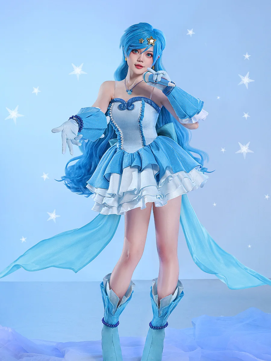 Mermaid Melody Pichi Pichi Pitch Hanon Hosho Cosplay Costume Girls Lovely Blue Dress Suit Activity Party Role Play Clothing