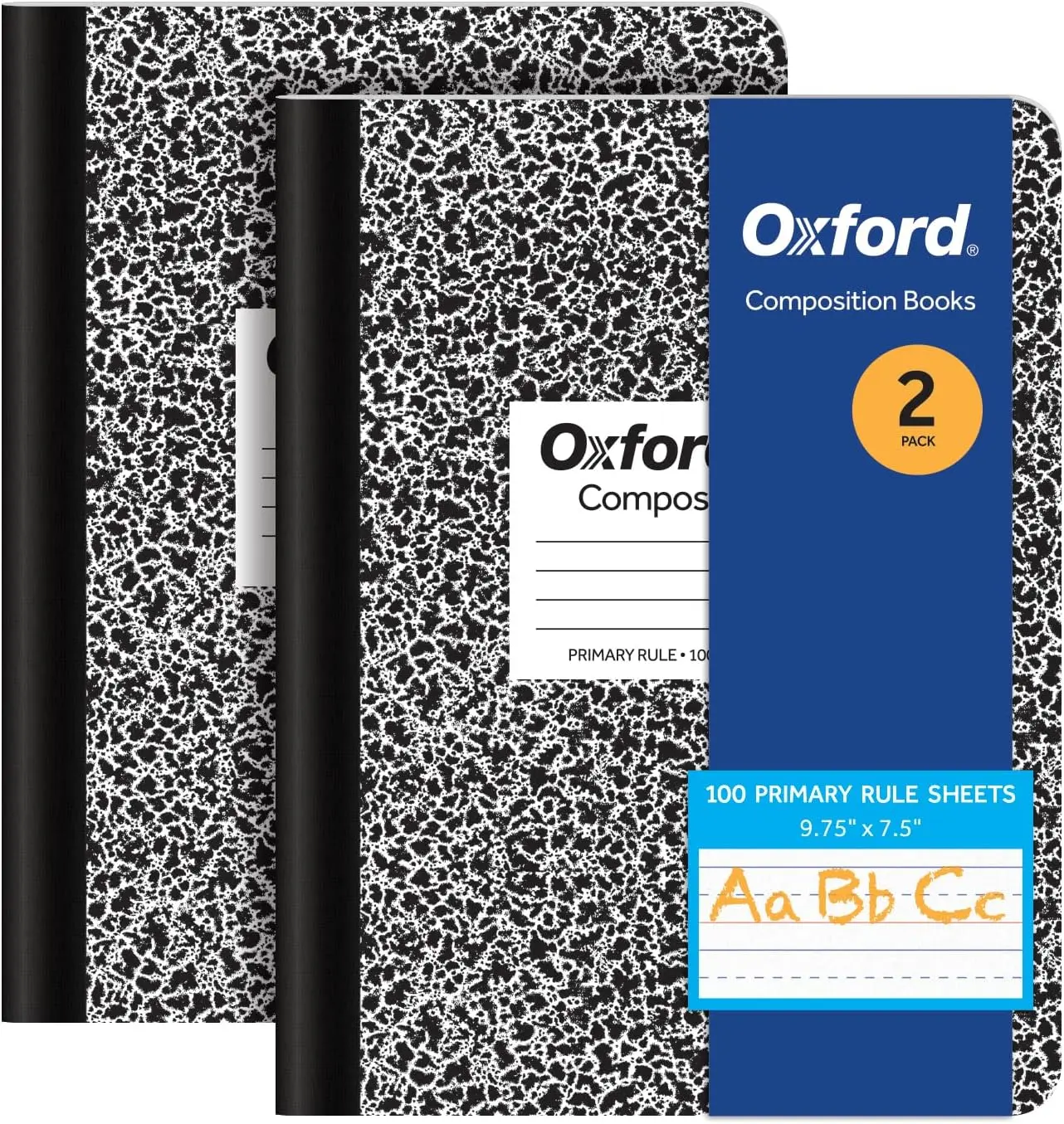 

Primary Ruled Composition Notebooks for Kids, 2 Pack, 100 Sheets Each, Black Covers, Ideal for Writing Practice in Grades K-2