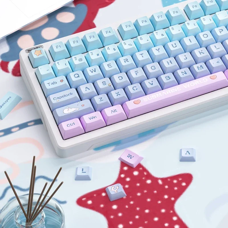 Underwater World Sublimation Keycap KCA Height PBT Cute Girl Adapted 87-key Mechanical Keyboard