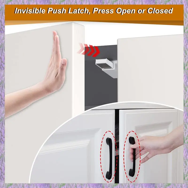

A63K-Double Push To Open Cabinet Door Catches Heavy Duty 4 Pack Magnet Push To Open Door Latch Touch Latches For Kitchen Door
