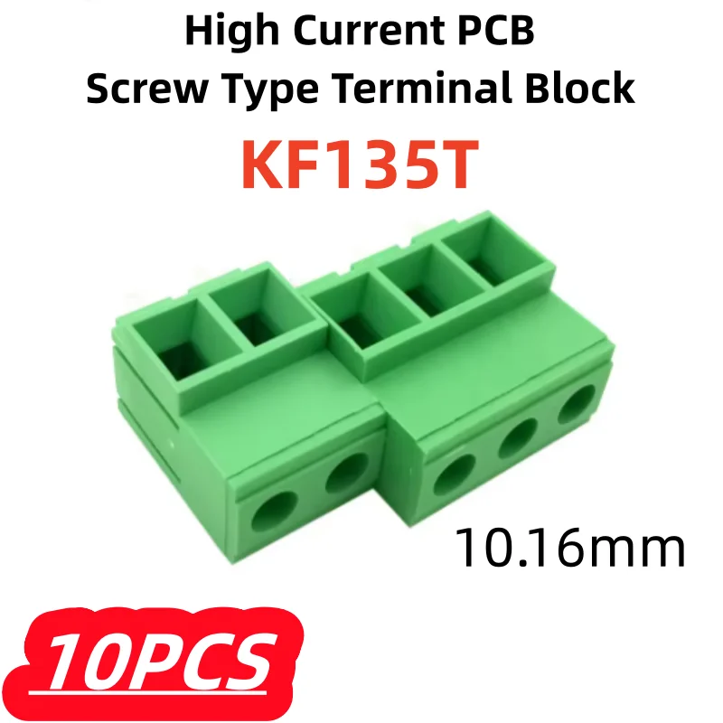 10Pcs/lot 100% New KF135T 10.16mm High Current PCB Screw Type Terminal Block Green/Black Splicable KT135T-10.16 2-6Pin