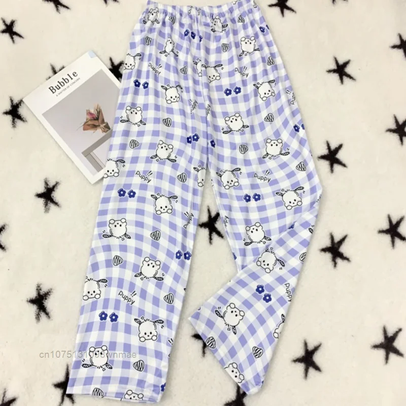 Sanrio Melody Pochacco Casual Pants for Women, Home Korean Cute Cartoon Pajama Pants, Loose Oversize Trousers, Y2k, New