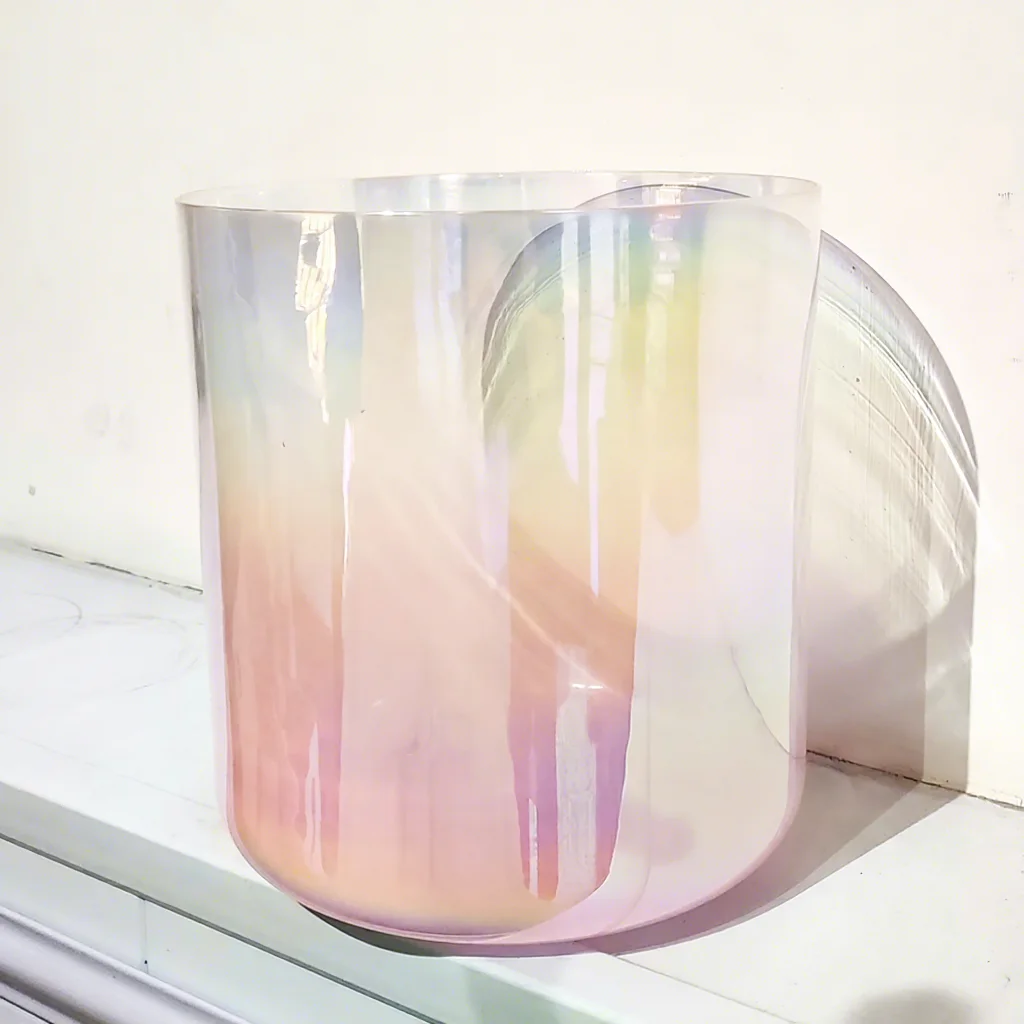 Cuencos de Cristal Transparente Rosa, para Terapia de Sonido, Esoterismo, Meditación y Yoga, Venta al Por Mayor