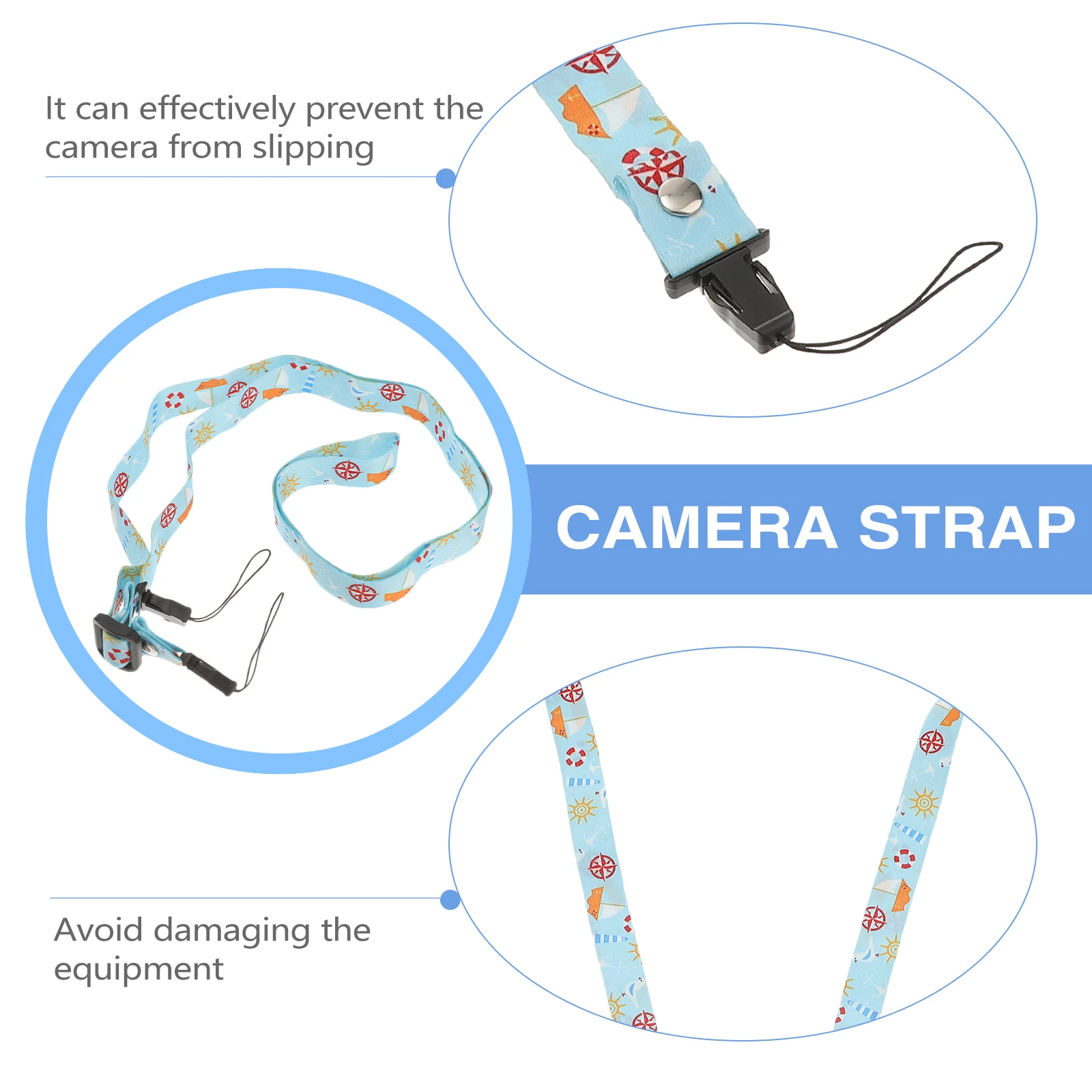 

Lanyard Camera Strap Elastic Camping Neck Straps Shoulder Sling Blue Travel
