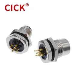 PCB sensor connector M12 front panel nut flange socket M1216 waterproof connectors 4 5 8pin screw threaded coupling male female