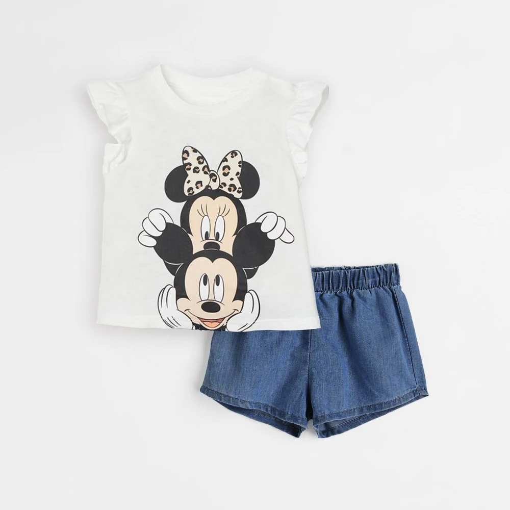 Disney-Conjunto de ropa de 2 piezas para niña, ropa infantil para vacaciones, traje