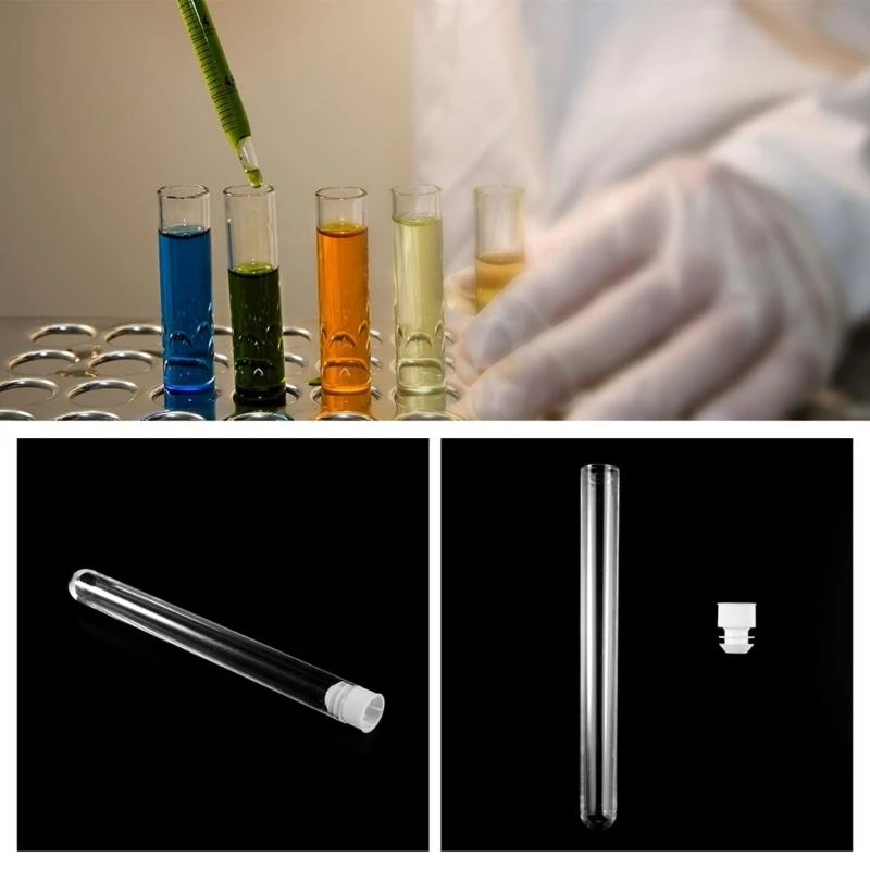 

10Pcs Transparent Plastic Centrifuge Tubes Set 15x100mm Laboratory Test Tubes with Protective Cap for Ideal for Lab Scho